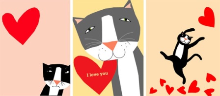 Открытки с кошками и для кошек ко дню святого Валентина